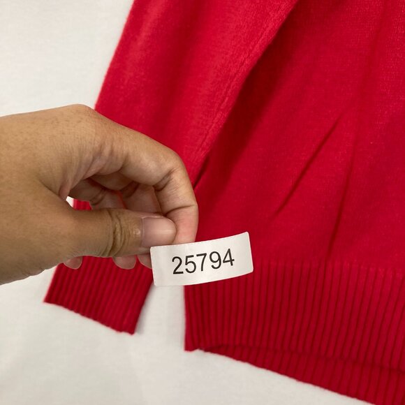 NWT Vintage Old Navy Large Red Gray Argyle Soft Knit Long Sleeve Cardigan Preppy - Picture 9 of 9